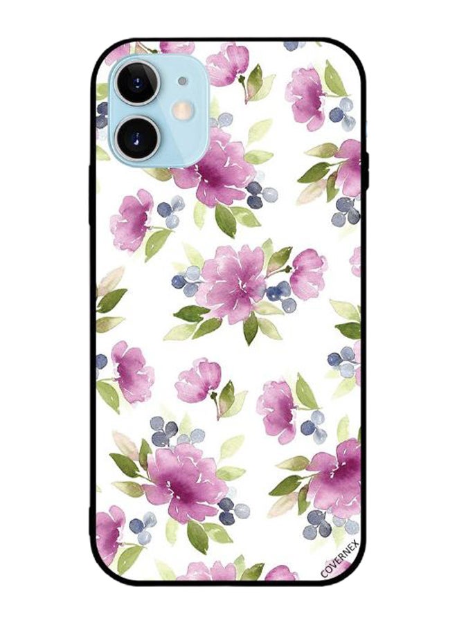 Covernex Apple iPhone 12 Protective Case Cover Printed Featuring Purple Flowers Print Pattern DESIGN_0550 - Image 1