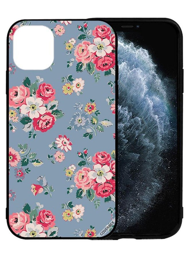 Covernex Protective Case Cover For Apple iPhone 12 mini Flowers Light Blue Bg Pattern - Image 2