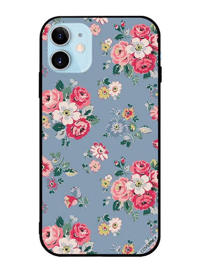 Covernex Protective Case Cover For Apple iPhone 12 mini Flowers Light Blue Bg Pattern - Image 1