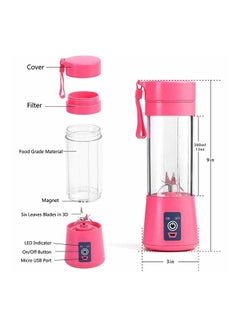 Toshionics Portable 6 Blades Rechargeable Juicer Blender 380 ml 1000 W HM-03 Purple  - Image 3