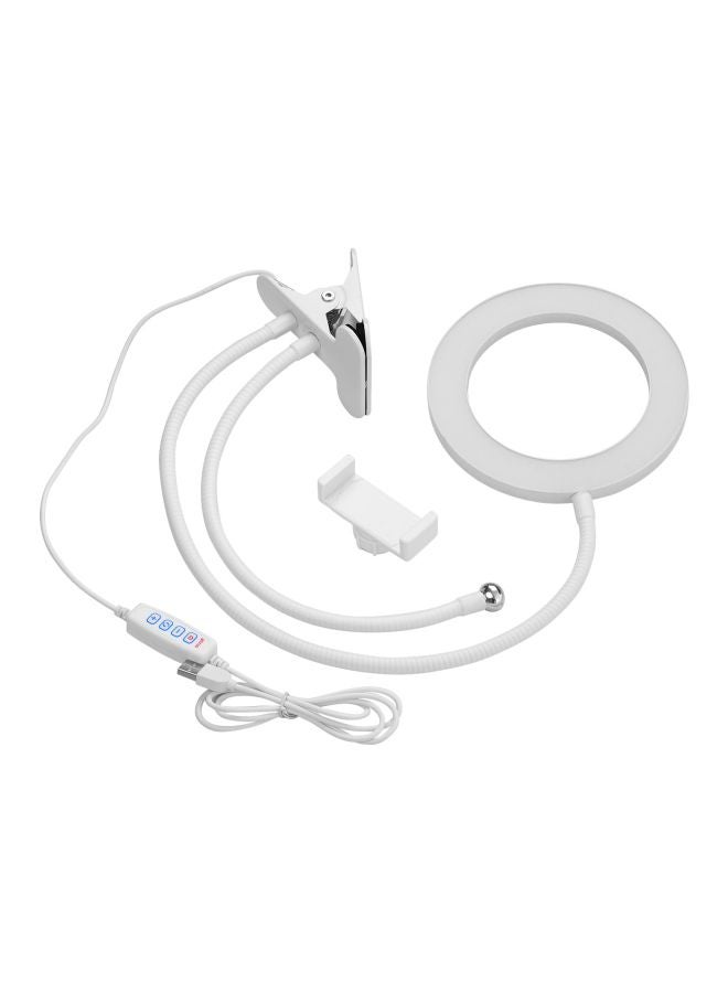 ANDOER 2-In-1 LED Ring Light With Phone Holder White - Image 1