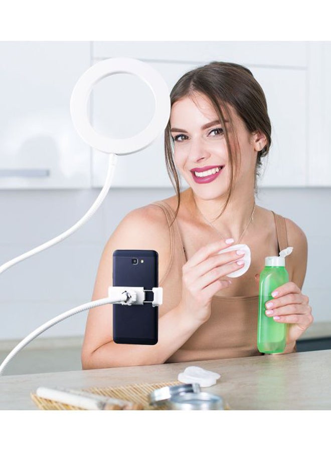 ANDOER 2-In-1 LED Ring Light With Phone Holder White - Image 2