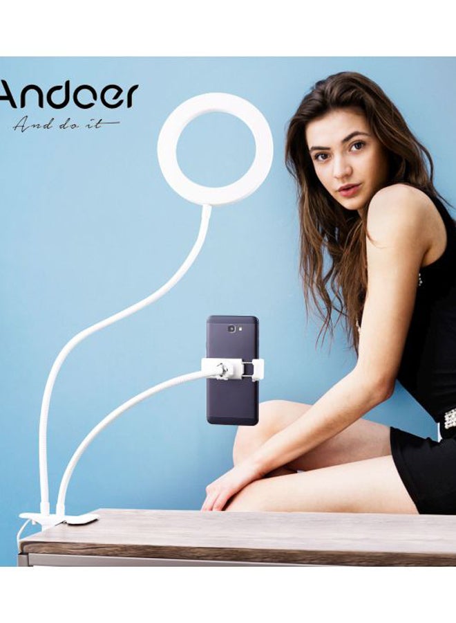 ANDOER 2-In-1 LED Ring Light With Phone Holder White - Image 5