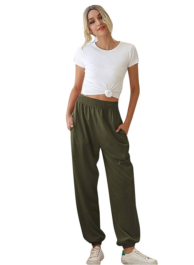 Elastic Ankle Loose Sports Sweatpants Green
