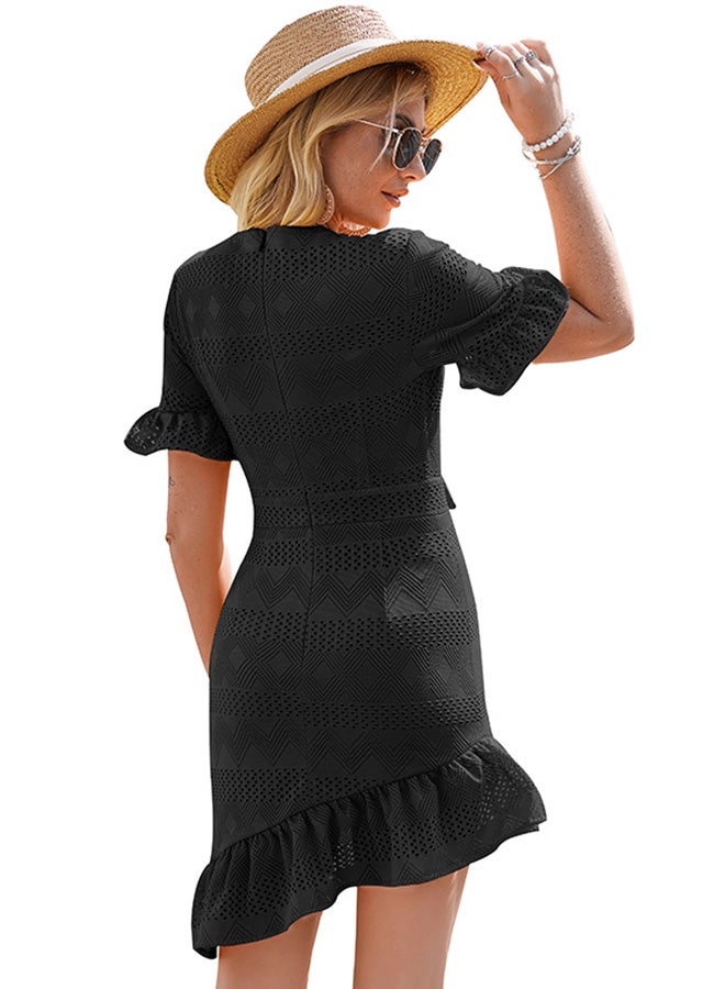 Ruffle Hem Beach Dress Black - Image 2