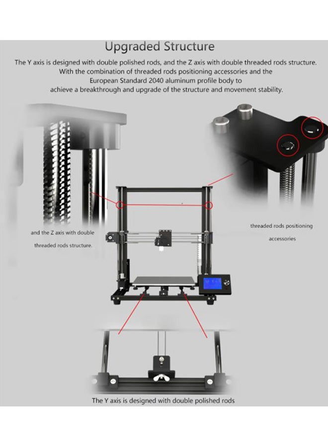 Anet - A8 Plus Upgraded DIY 3D Printer Black/Grey/Blue - Image 1