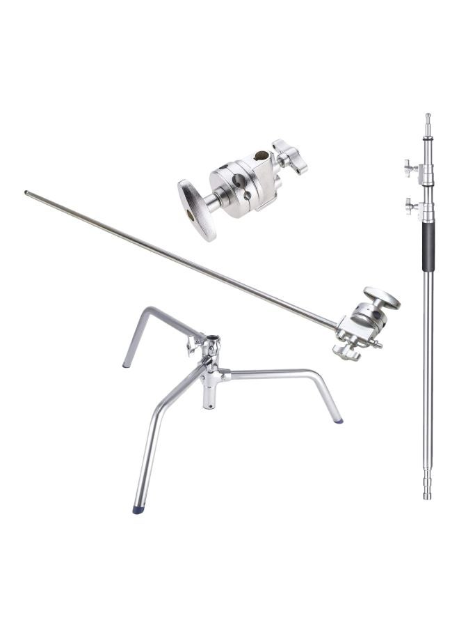Coopic 4-Piece Studio Photo Arm Grip Light Reflector Stand Set Silver  - Image 1