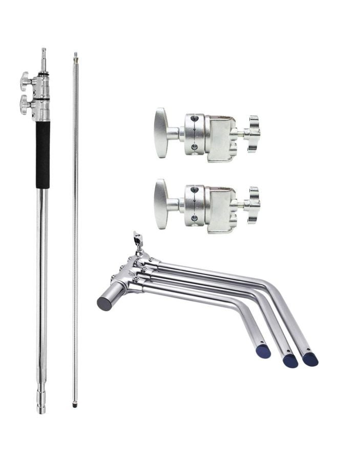 Coopic 4-Piece Studio Photo Arm Grip Light Reflector Stand Set Silver  - Image 2