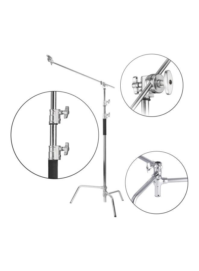 Coopic Heavy Duty Master C-Stand With Sliding Leg Turtle Fold Base Silver  - Image 4