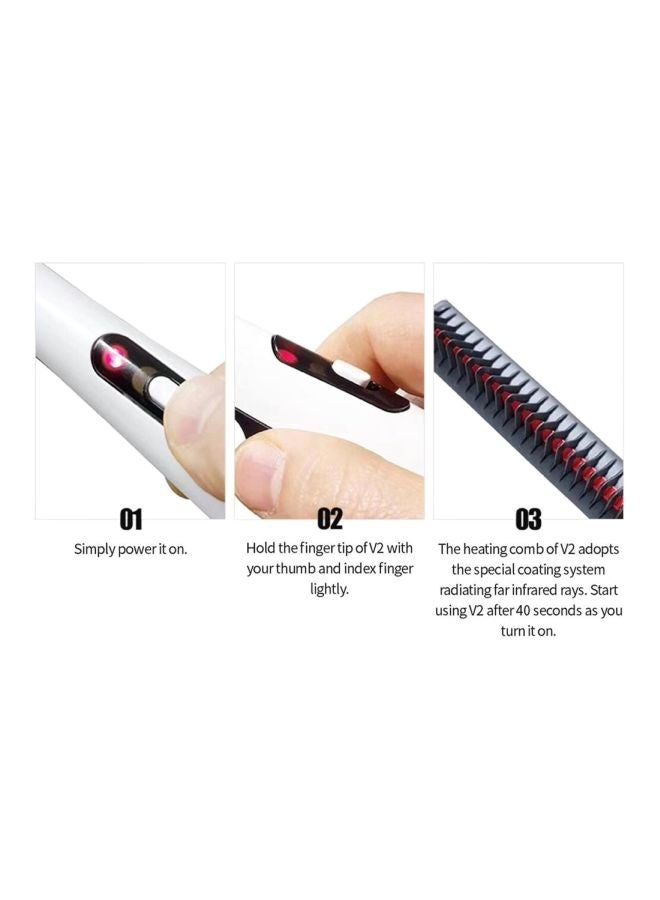 V2 Quick Beard And Hair Straightening Brush White/Black 0.5x8x5cm - Image 3