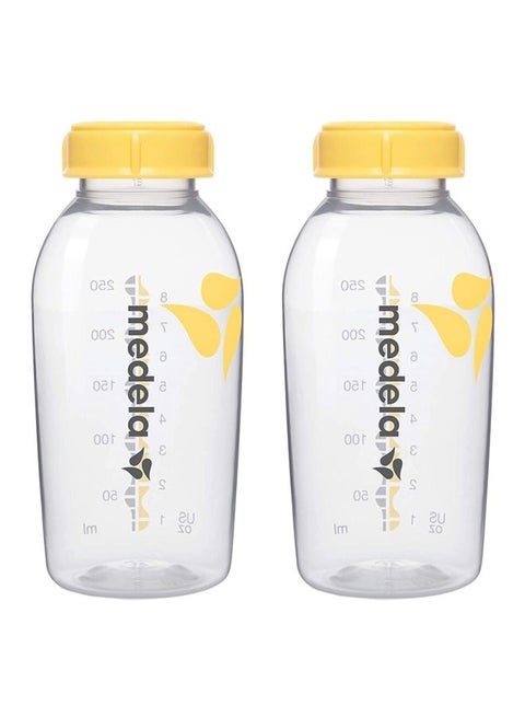 2-Piece Breast Milk Bottle Set Easy to Measure For Collection, Storage And Freezing -2x250 Ml