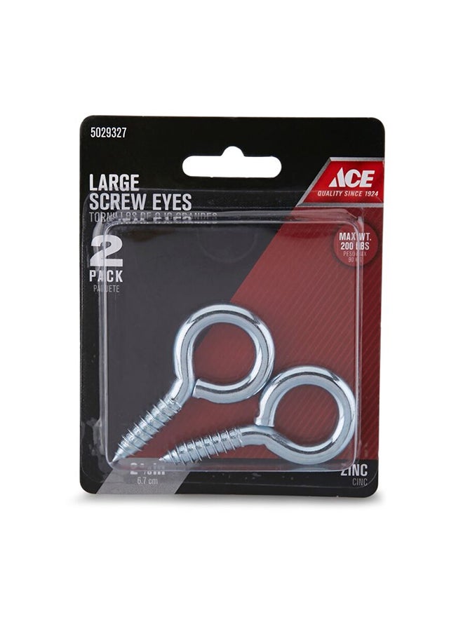 ACE Head Eye Screws  Pack Of 2 Silver 