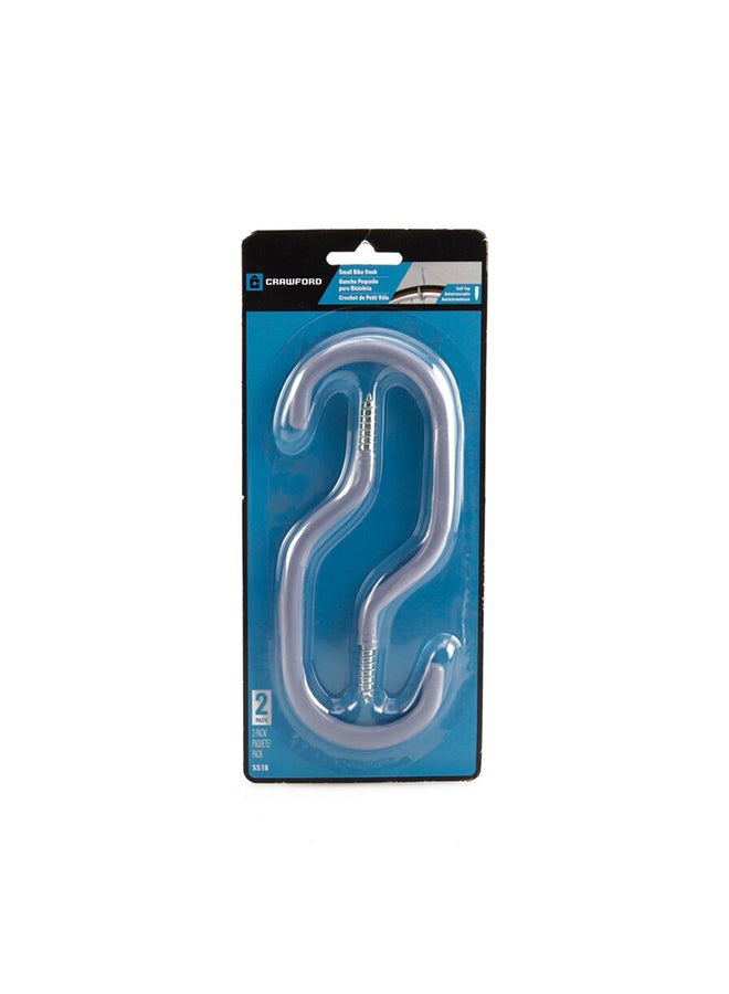 Crawford Screw-In Small Bike Hooks Pack Of 2 Silver 