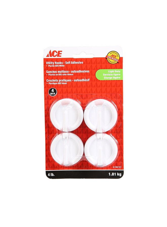 ACE Self-Adhesive Utility Hooks Pack Of 4 White 