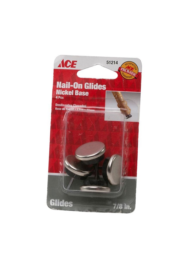 ACE 4-Piece Nail-On Glides Silver 