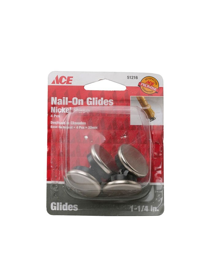 ACE 4-Piece Nail-On Glides Silver 
