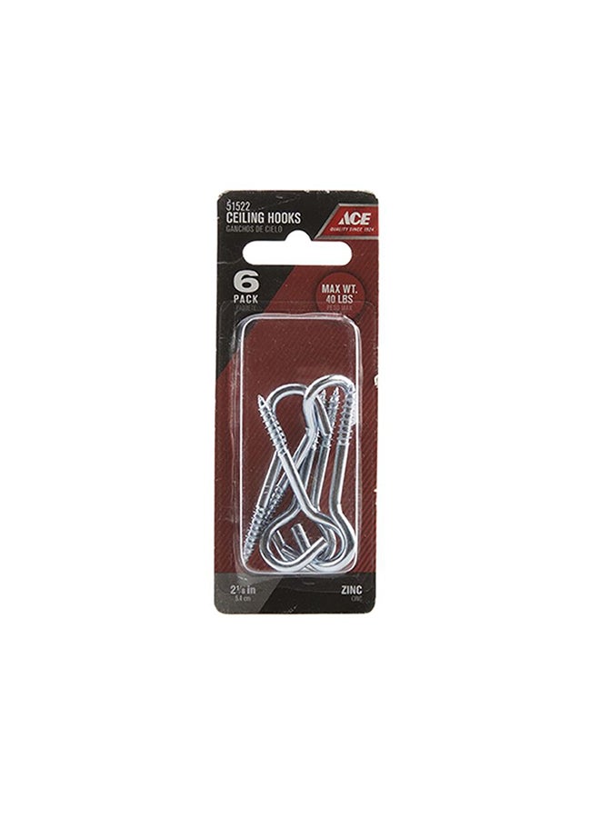 ACE 6-Piece Ceiling Hook Silver 