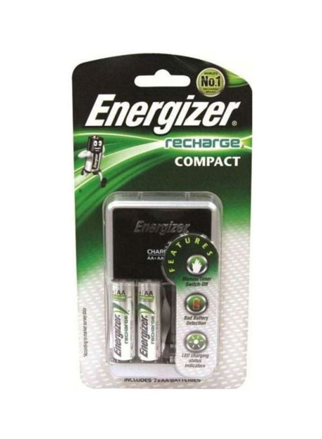 إنرجايزر طقم بطاريات مدمجة قابلة للشحن مكون من قطعتين فضي