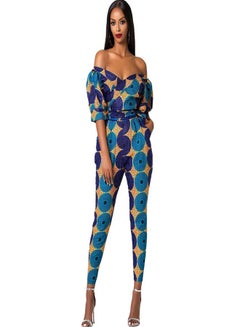 Casual Off the Shoulder Long Trousers Jumpsuit Multicolour
