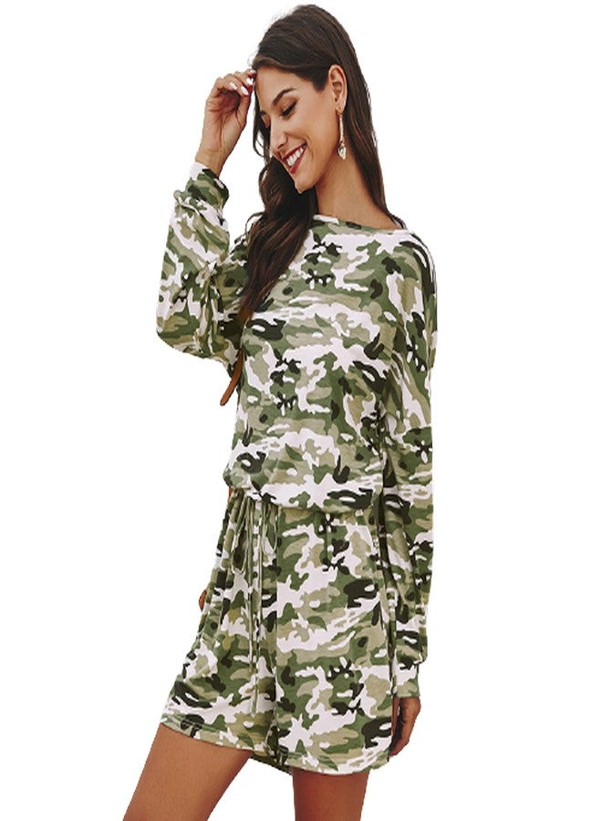Spring Camouflage Off Shoulder Jumpsuit Light Green  - Image 2