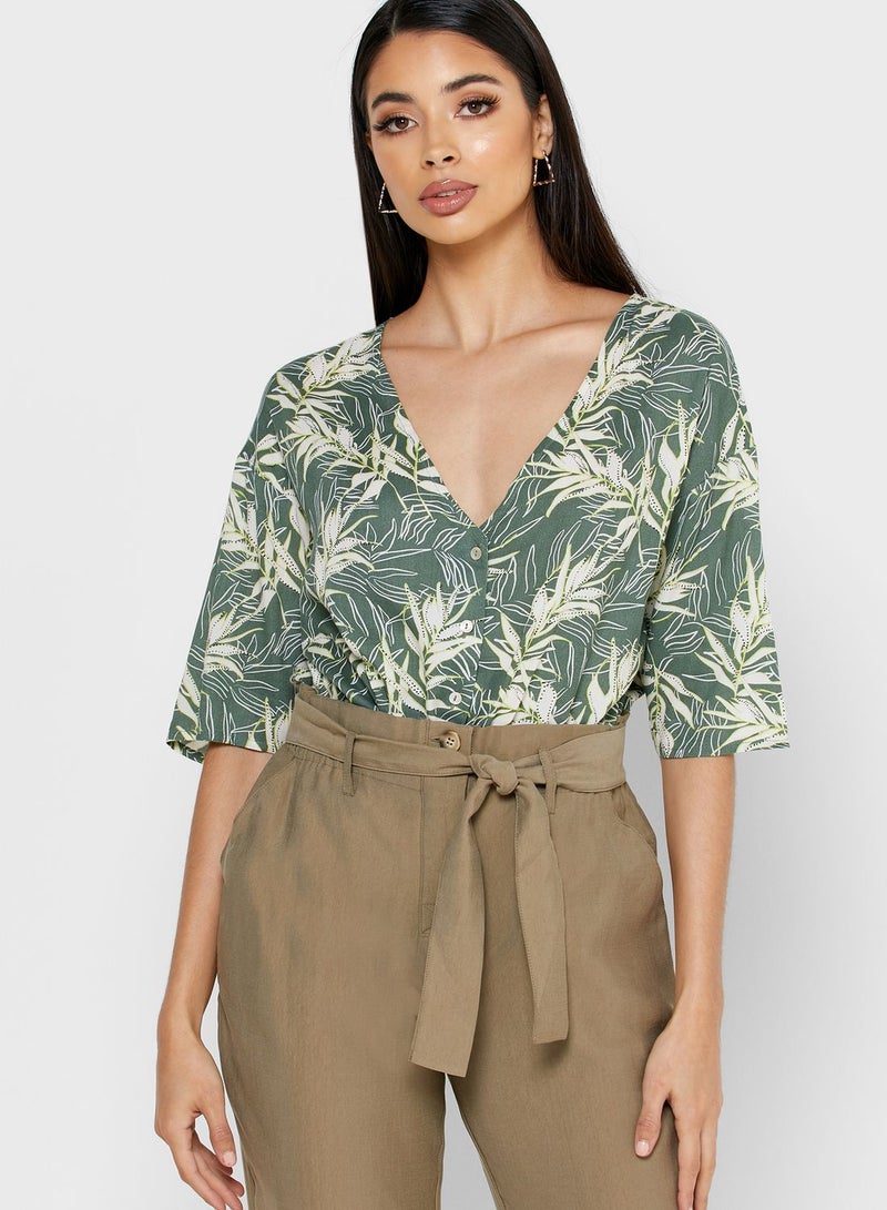Reserved Floral Print Top Green - Image 1