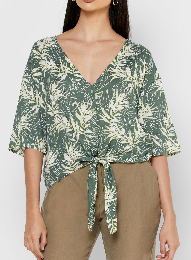 Reserved Floral Print Top Green - Image 3