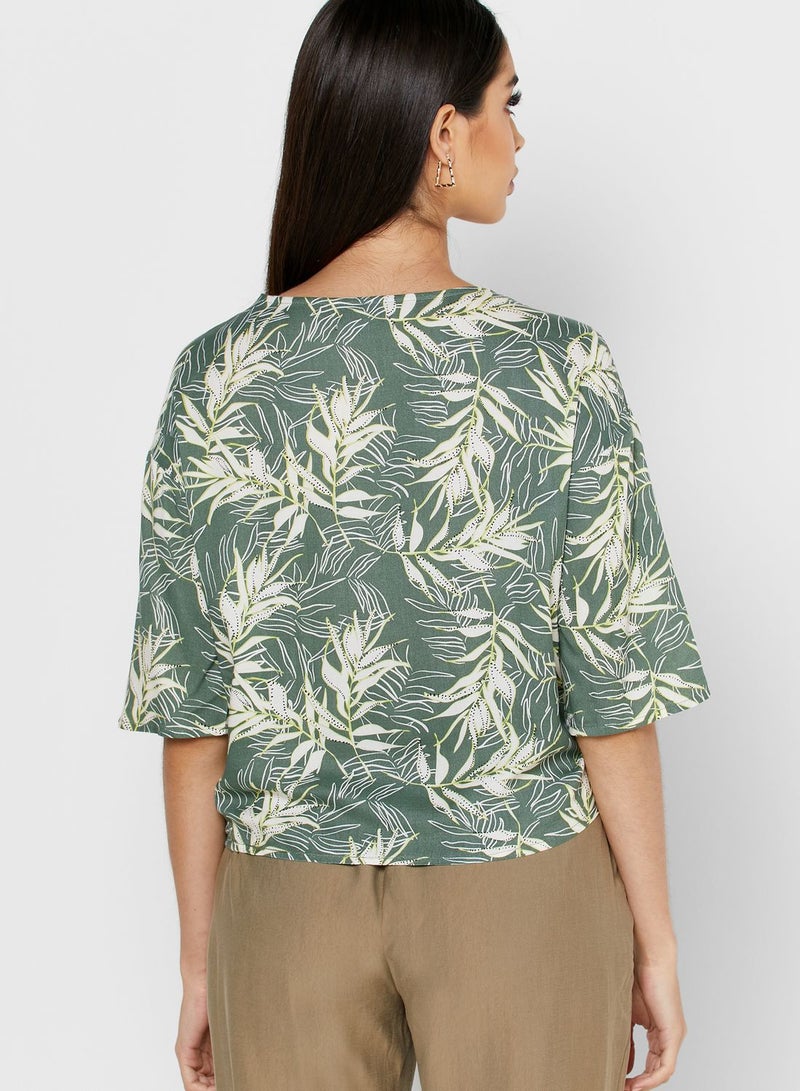 Reserved Floral Print Top Green - Image 2