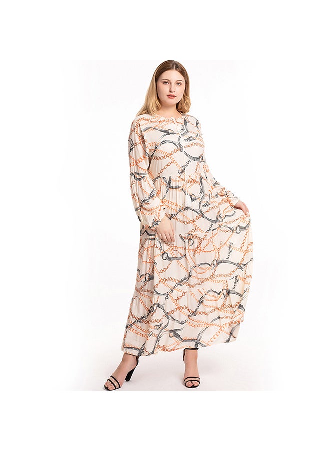 Women Plus Size Dress Leopard, Snake and Chain Printed Multicolour