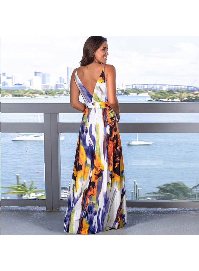 Women's Spaghetti Strap V-Neck Sleeveless Dress Multicolour - Image 2