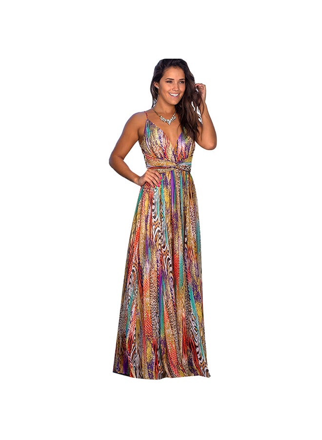 Women Dress Spaghetti Strap V Neck Sleeveless Multicolour - Image 1