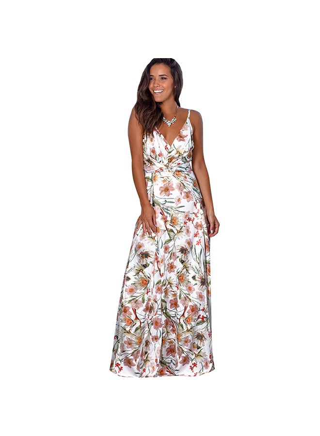 Backless Ruffle Hem Beach Holiday Maxi Tank Long Dress Multicolour - Image 1