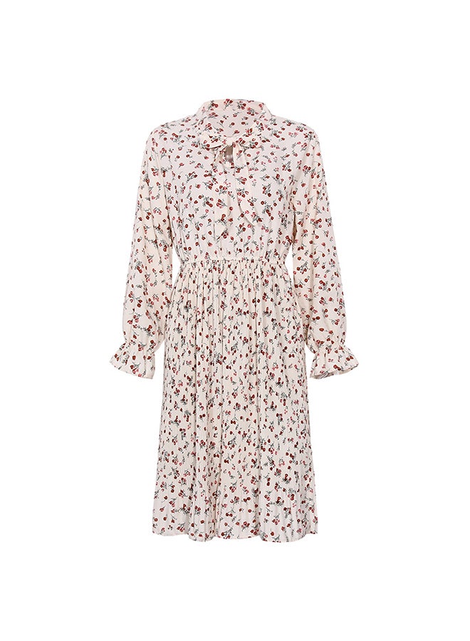 Spring Beach Holiday Long Ruffle Dress White/Red - Image 1