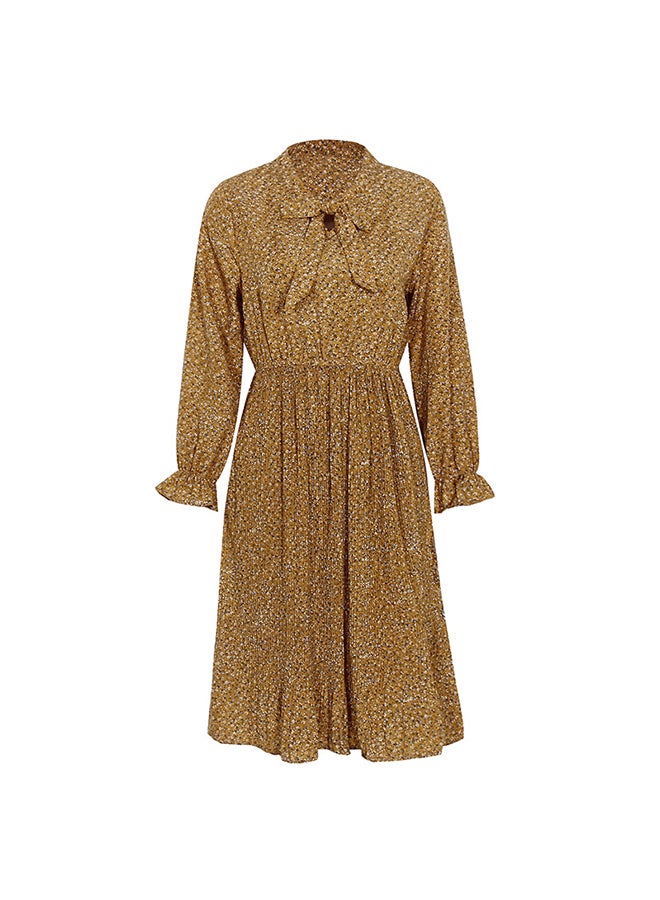 Spring Beach Holiday Long Ruffle Dress Yellow - Image 1