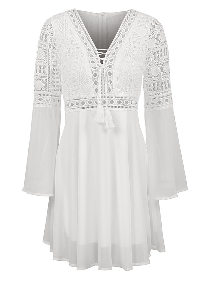 Bandage Lace Mini Dress White - Image 1