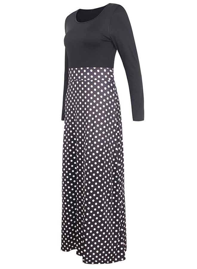 Casual Polka Dot Dress Black