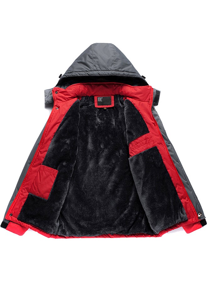 Men Outdoor Hiking Waterproof Windproof Snowboarding Jacket Red/Grey  - Image 3