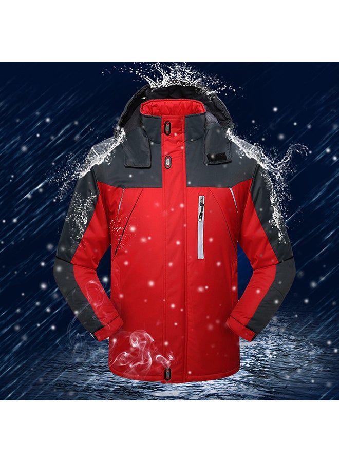 Men Outdoor Hiking Waterproof Windproof Snowboarding Jacket Red/Grey  - Image 5