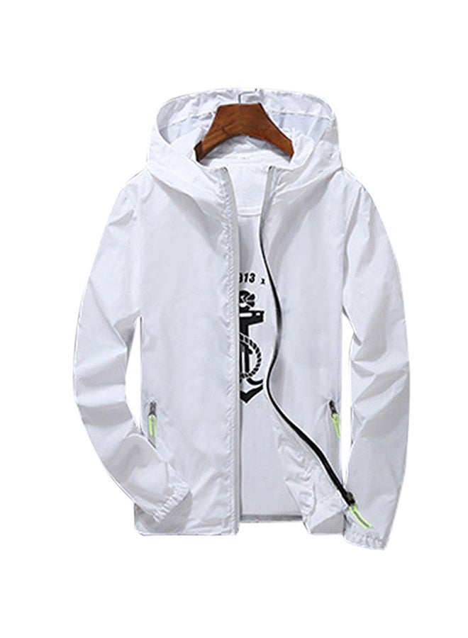 Men/Women Waterproof Windbreaker Jacket white  - Image 1