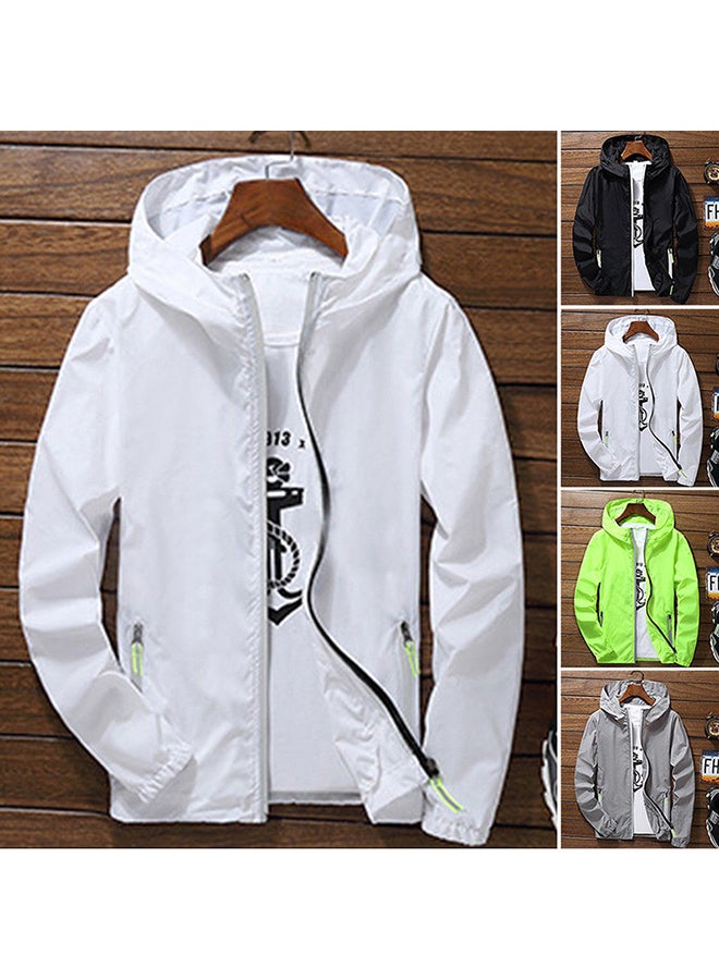 Men/Women Waterproof Windbreaker Jacket white  - Image 3