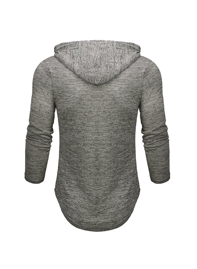 Men Slim Fit Long Sleeve Shirts Hooded Muscle Tops Hoodie Casual Basic Tops Grey  - Image 2