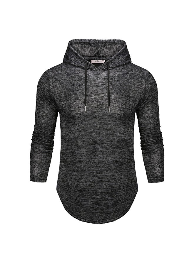 Men Slim Fit Long Sleeve Shirt Muscle Tops Hoodie black  - Image 1