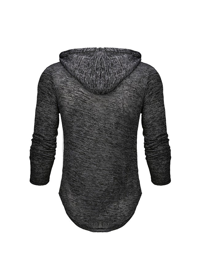 Men Slim Fit Long Sleeve Shirt Muscle Tops Hoodie black  - Image 2