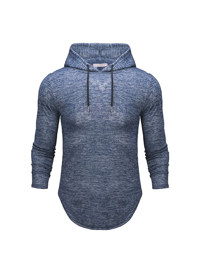 Men Slim Fit Long Sleeve Shirt Muscle Tops Hoodie Light Blue  - Image 1