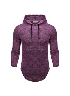 Men Slim Fit Long Sleeve Shirt Muscle Tops Hoodie Red wine