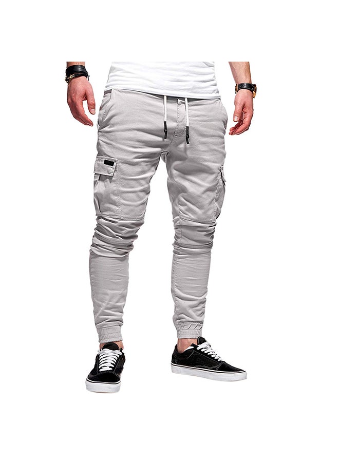 Casual Slacks Cotton Sports Jogging Pants Light Grey - Image 1