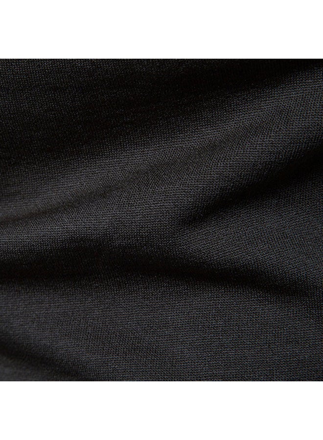Men Thermal Cotton Sweaters Stretch High Neck Black  - Image 4