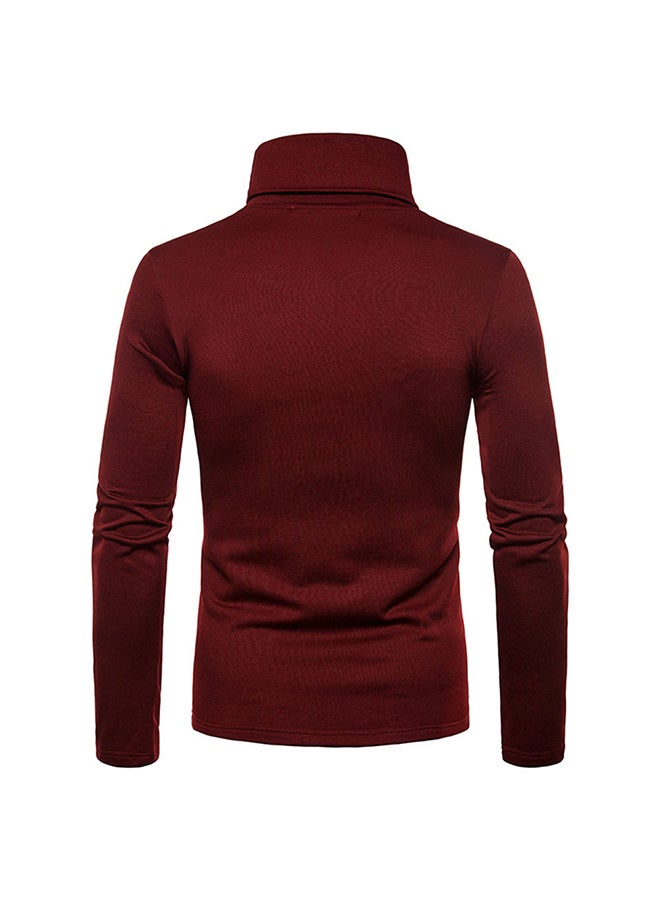 Generic - Men Thermal Cotton Sweaters Stretch High Neck Red wine - Image 1
