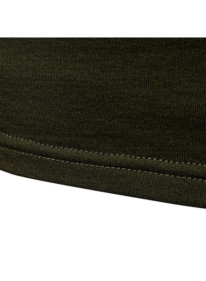 Men Thermal Cotton Sweaters Stretch High Neck Green  - Image 5