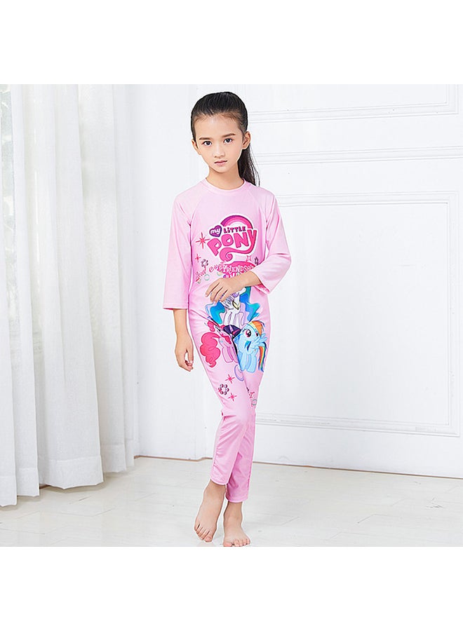 Fashion Printed Muslim Style Girl Swinsuit Pink - Image 1
