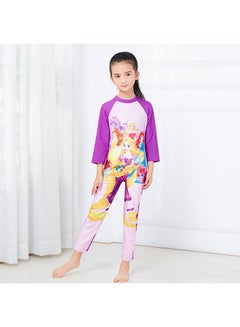Girl's Printed Cartoon Long-sleeved One Piece Purple